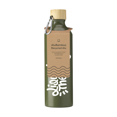 Logotrade promotional giveaway image of: AluBamboo GRS Recycled Alu 750 ml water bottle